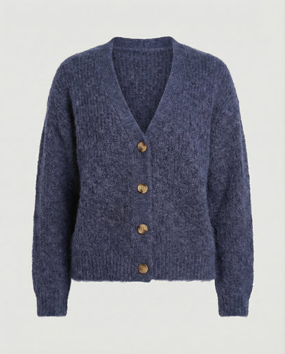 Damen Cardigan Kurz V-Ausschnitt Weich Strick Berlin Chic