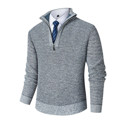 Herren Pullover Feinstrick Halbzipper Modern