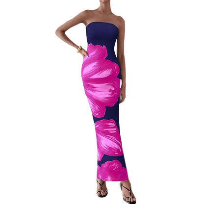 Sommerkleid Schulterfrei Blumenmuster Figurformend