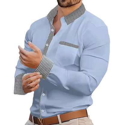 Herren Freizeithemd Elegantes Hemd Mit Kontrastkragen Modern
