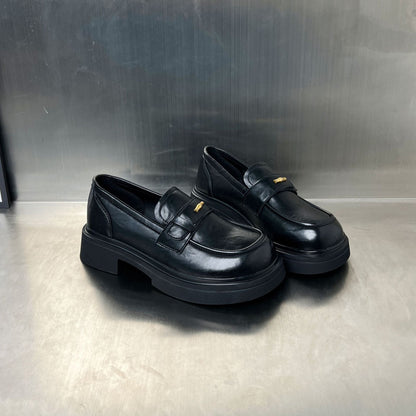 Damen Loafers Bequem Klobige Sohle Elegante Schnalle