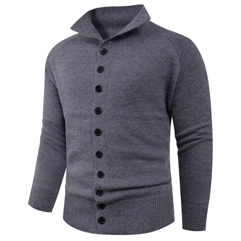 Herren Strickpullover Hochkragen Knopfverschluss Modern