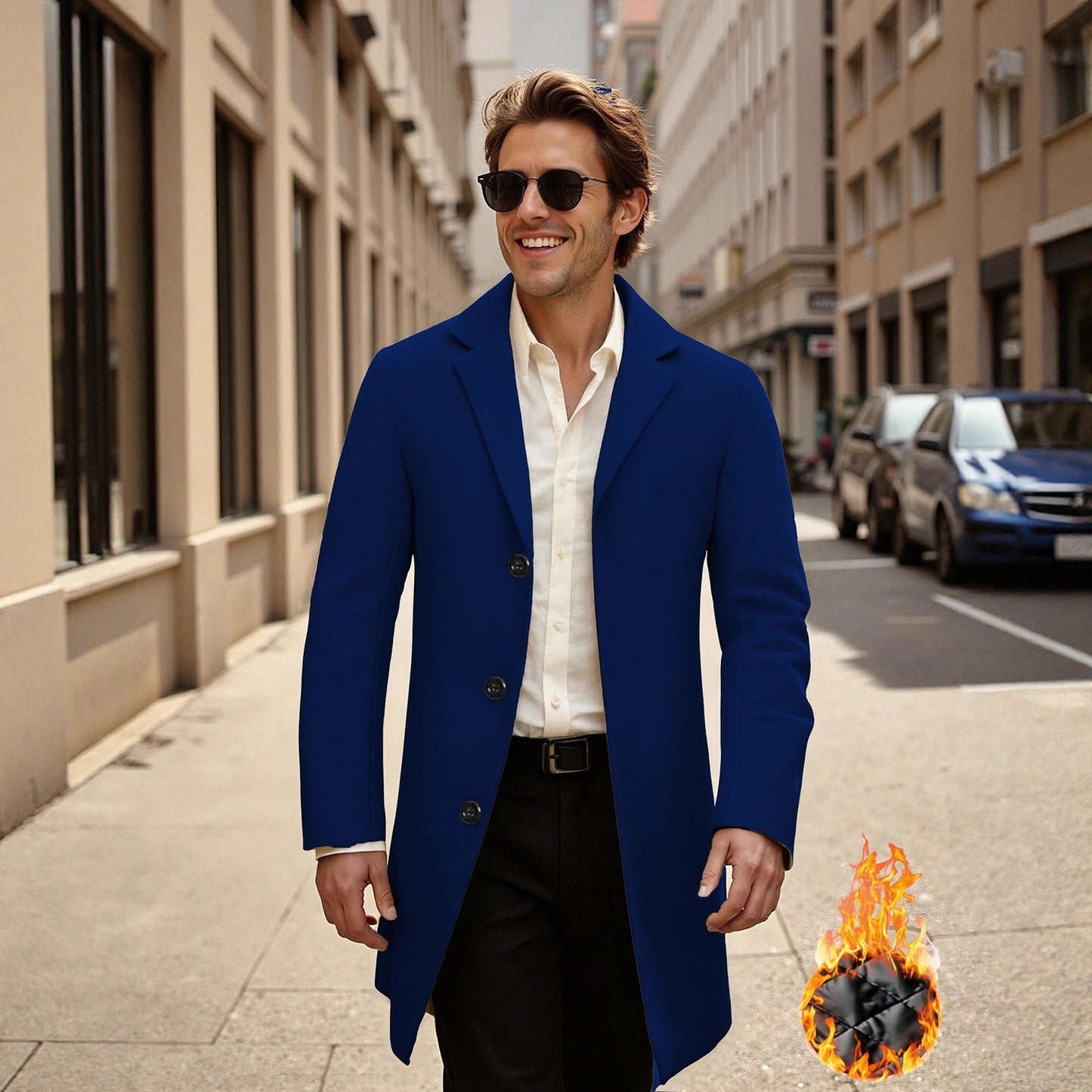 Herren Übercoat Eleganter Langmantel Schwarz - BerlinGlamour