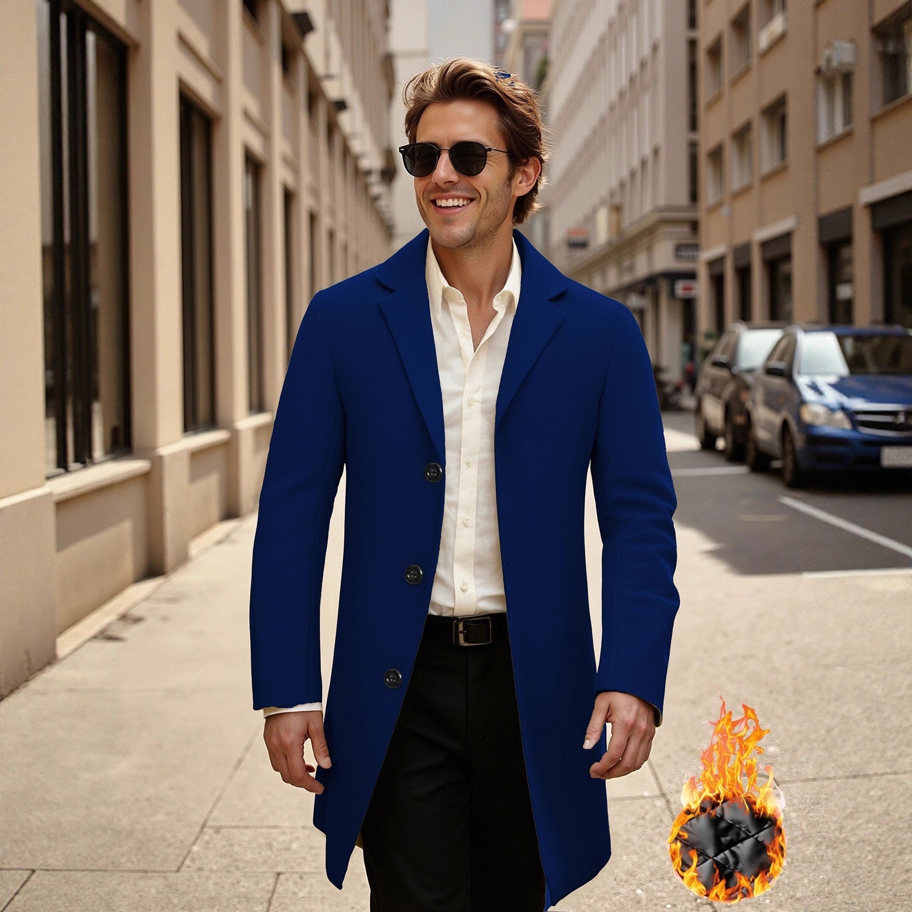 Herren Übercoat Eleganter Langmantel Schwarz - BerlinGlamour