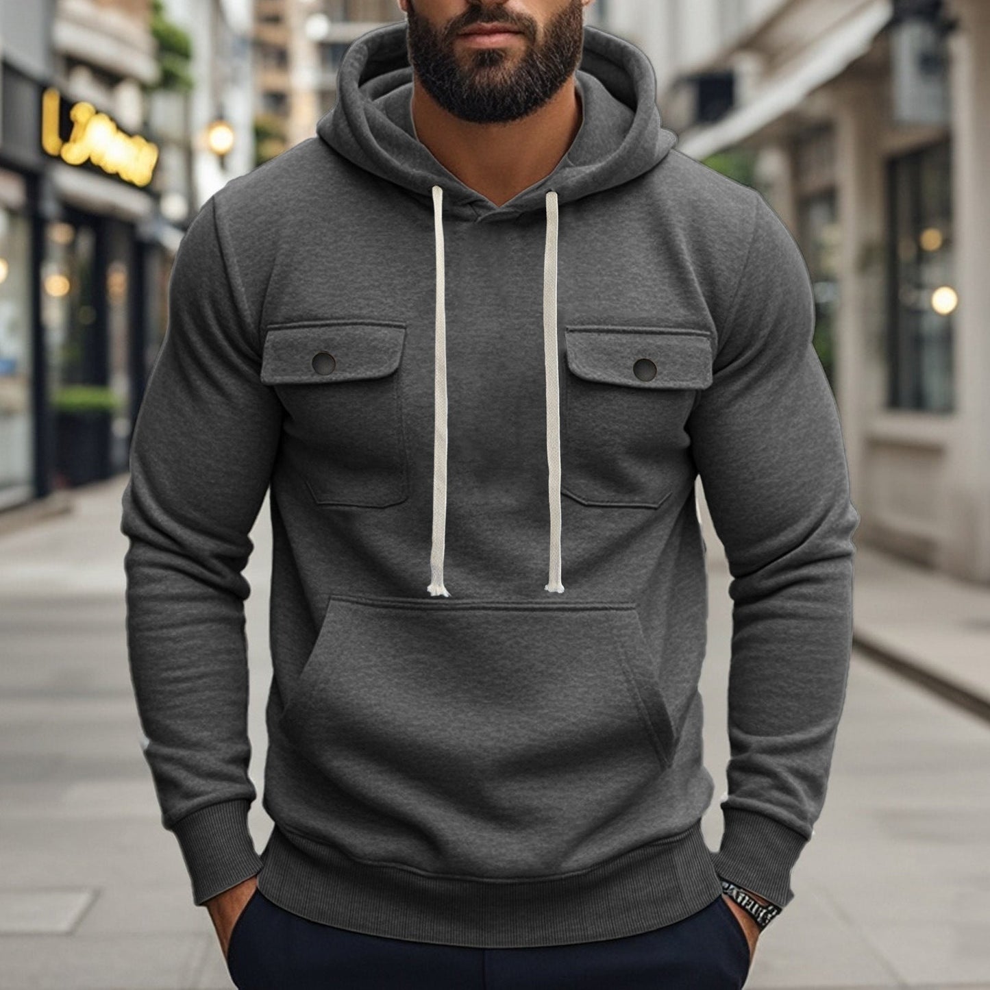 Herren Kapuzenpullover Modern mit Taschen und Elastik