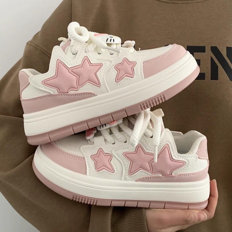Damen Sneaker Sternen Motiv Comfort Sohle