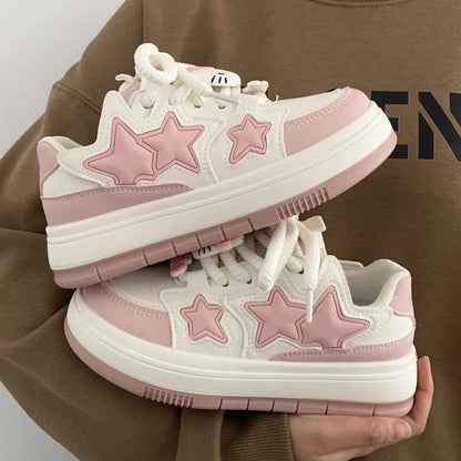 Damen Sneaker Sternen Motiv Comfort Sohle