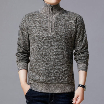 Herren Strickpullover Moderner Stehkragen Grobstrick Optik