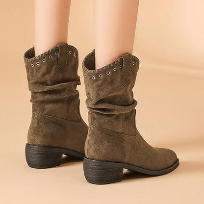 Damen Stiefeletten Antik-Look Nieten Flexibel