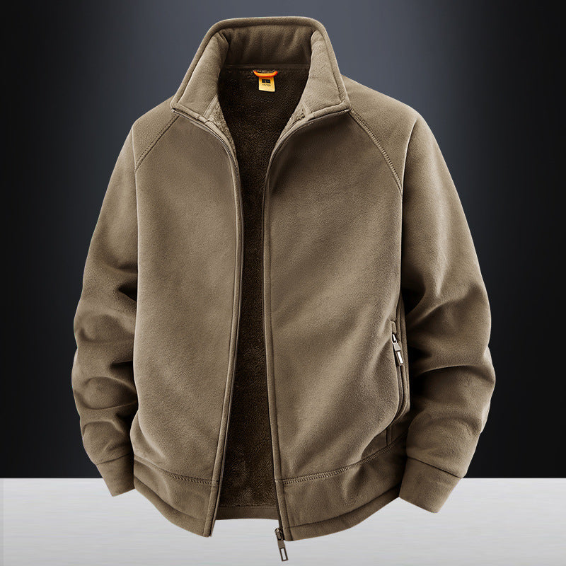 Herren Fleecejacke Weich Warm Reißverschluss Schwarz - BerlinGlamour