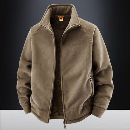 Herren Fleecejacke Weich Warm Reißverschluss Schwarz - BerlinGlamour