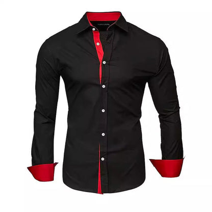 Herren Langarmhemd Elegant Kontrast Akzente Modern - BerlinGlamour