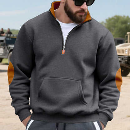 Herren Fleece-Pullover Elegант Hochkragen Reißverschluss