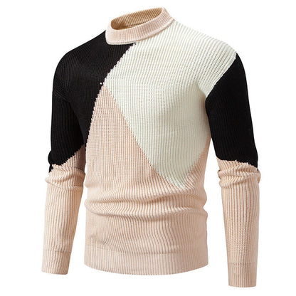 Herren Rollkragenpullover Modern Grafisches Design Farbblock