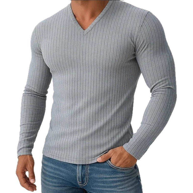 Herren Langarmshirt Fein Rippenstruktur Elegante Optik