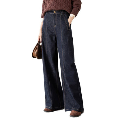Damen High Waist Jeans Hose Weite Bein Modern
