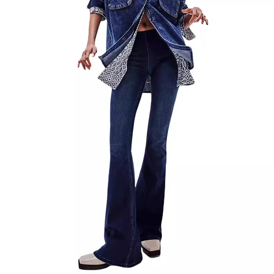 Damen Highwaist Jeans Flared Schnitt Figurbetont
