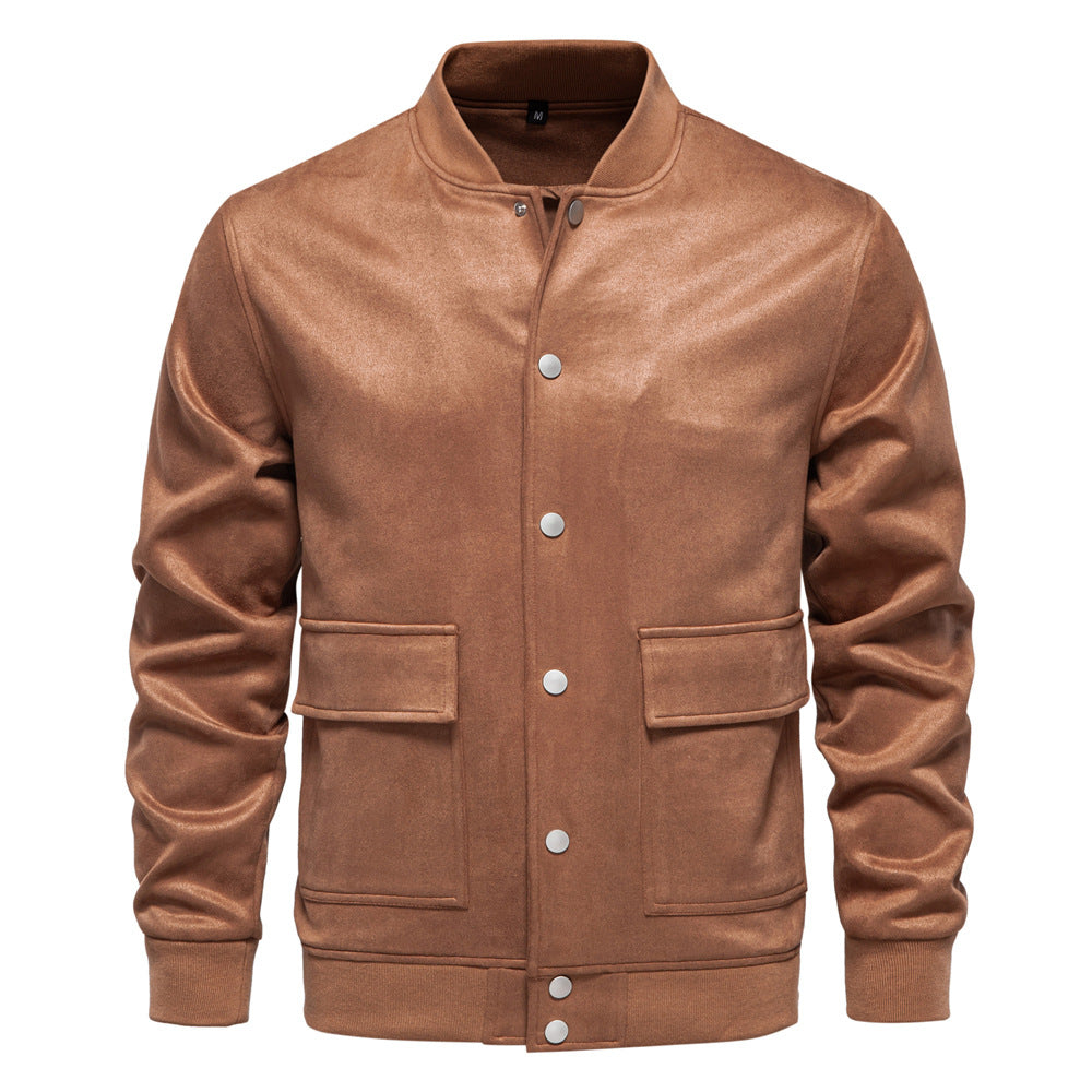 Herren Lederjacke Leicht Modern Mit Taschen