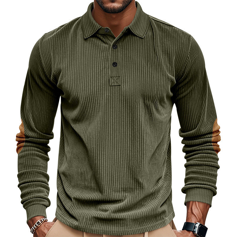Herren Hemd Langarm Strukturiert Ellbogen Patches Modern