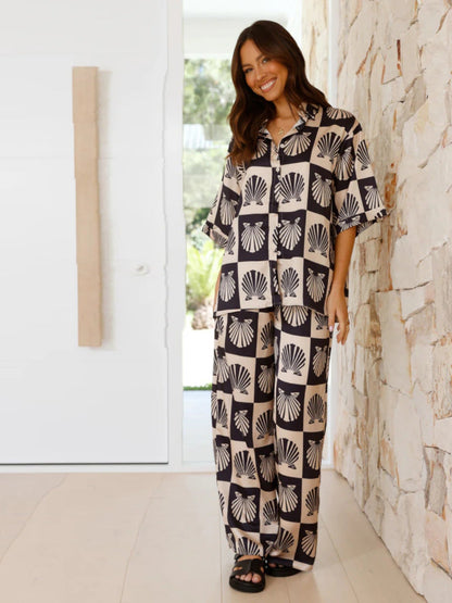 Schickes Zweiteiliges Co-Ord Set Bedruckt Modern Frauen