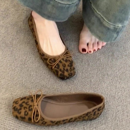 Damen Ballerinas Leopardenmuster Schuhe Bequem Trendy