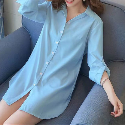 Einfaches Hemdblusenkleid mit Knöpfen Damenkleid Elegannt