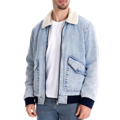 Herren Jeansjacke Fleece gefüttert Praktisch