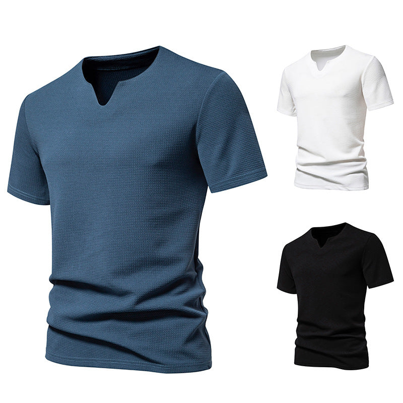 Herren T-Shirt Kurzarm Modern V-Ausschnitt Atmungsaktiv - BerlinGlamour