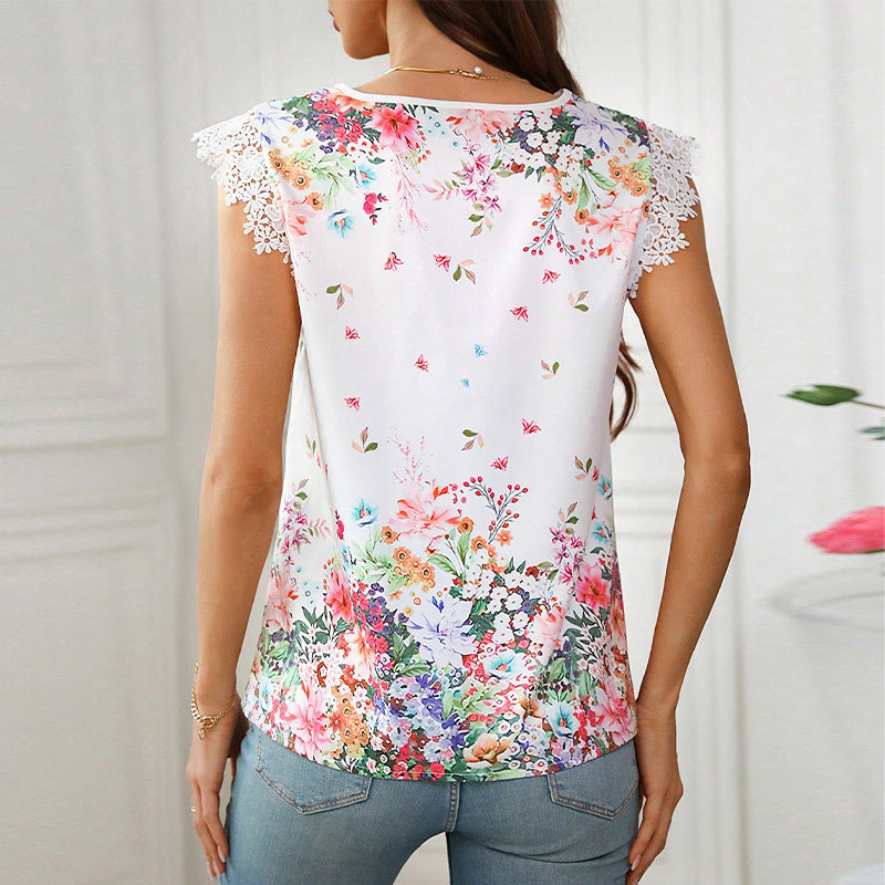 Damen Bluse Spitze Floral Elegant