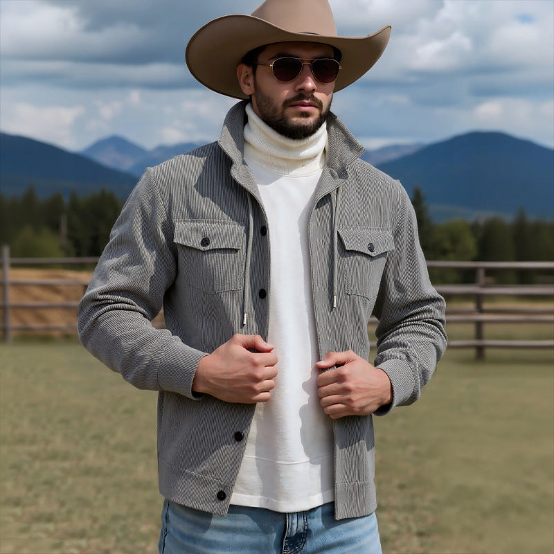Herren Cordjacke Praktisch mit Brusttaschen und Kordelzug Modern - BerlinGlamour