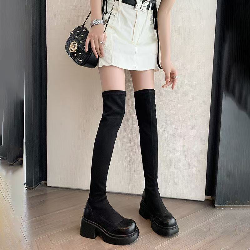Damen Overknee Stiefel Elegant Blockabsatz Flexibler Reißverschluss - BerlinGlamour