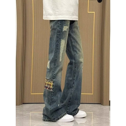 Herren Jeans Bootcut Modell Mit Nieten und Stickerei