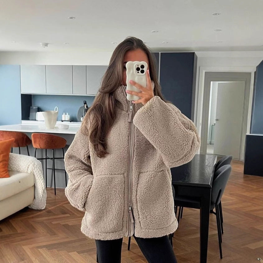 Frauen Fleecejacke Oversize Weich Warm