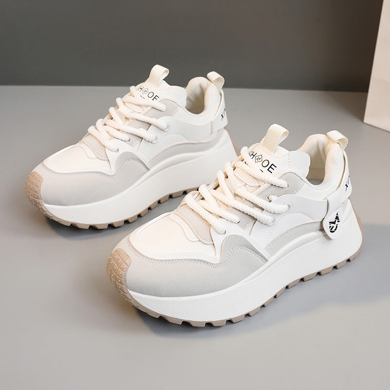 Damen Sneaker Chunky Sportlich Atmungsaktiv Weiß