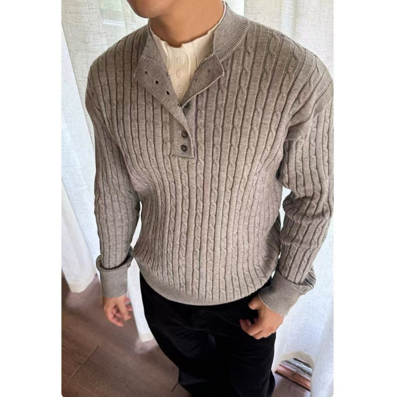 Herren Pullover Feinstrick Modern mit Knöpfen Eleganz - BerlinGlamour