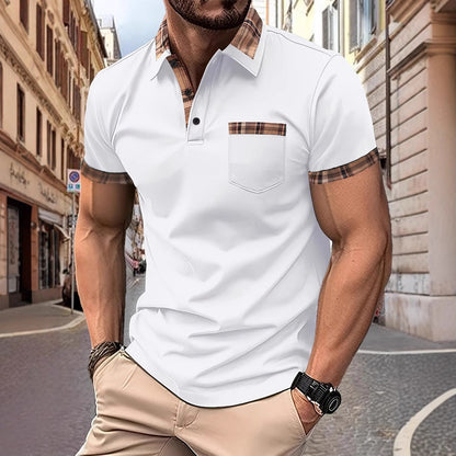 Herren Polohemd Kurzarm Kariert Modern