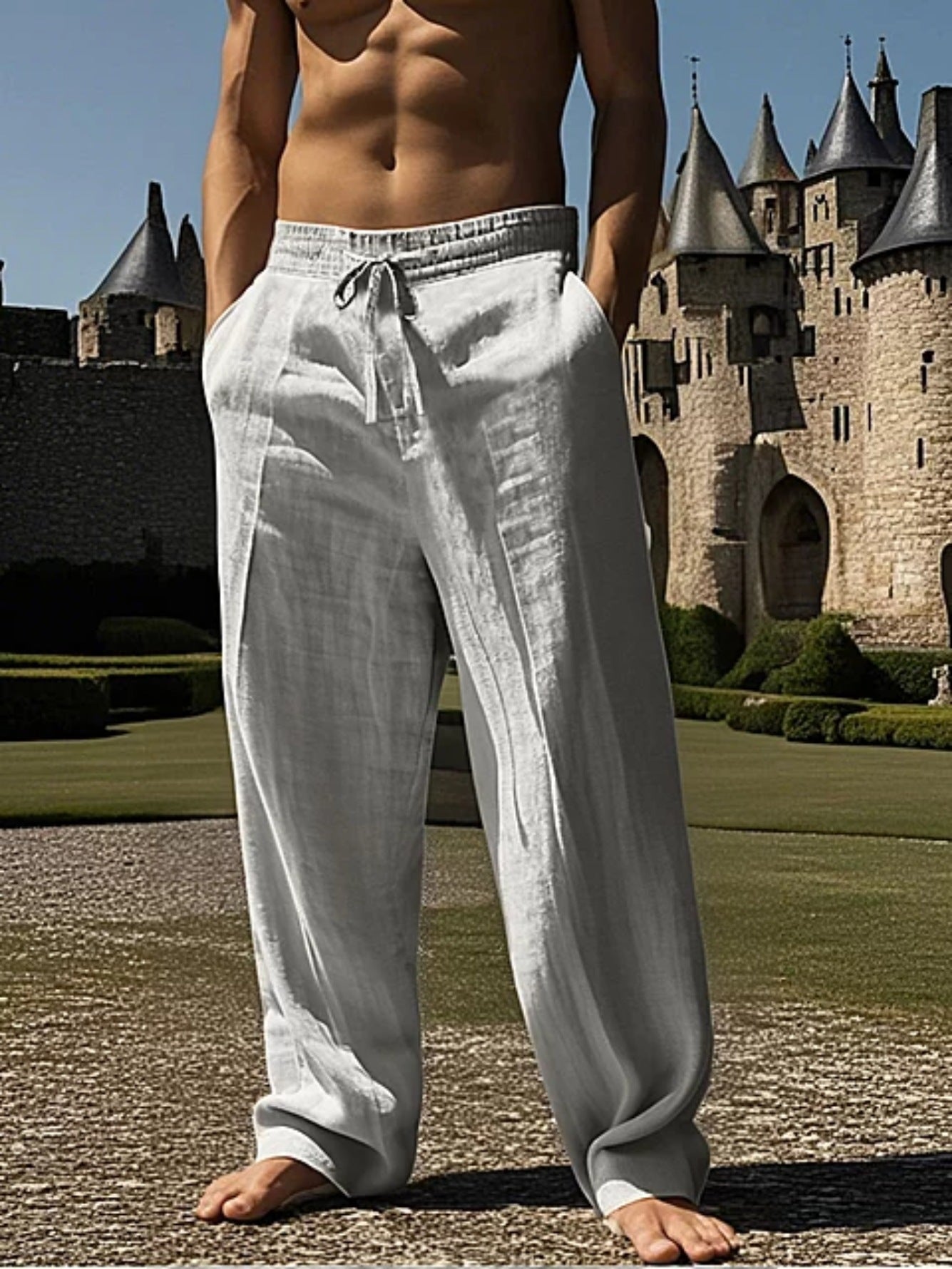 Leichte Herren Sommerhose Linen Beige