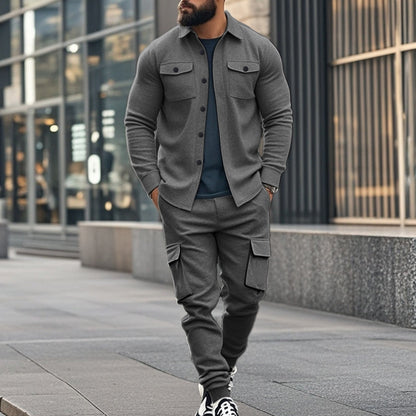 Herren Jogginganzug Cargo Bequem Funktions-Taschen