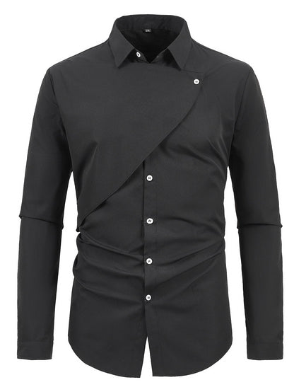 Herren Langarmhemd Asymmetrisch Modern Trendy
