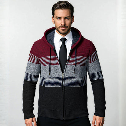 Herren Hoodie Jacke Modern Strukturiert mit Taschen - BerlinGlamour