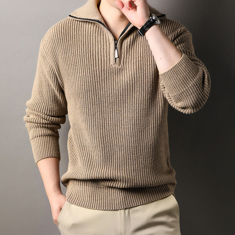 Herren Pullover Strickmuster Reißverschluss Freizeit