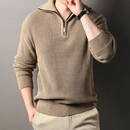 Herren Pullover Strickmuster Reißverschluss Freizeit