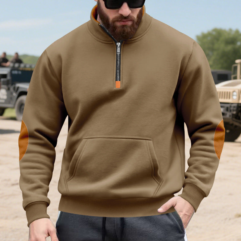 Herren Kapuzenpullover Lässig Mit Reißverschluss Kontrast Ärmel