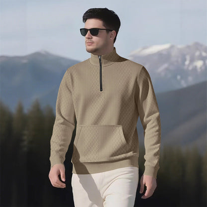 Herren Pullover Sportlich Stehkragen mit Taschen - BerlinGlamour