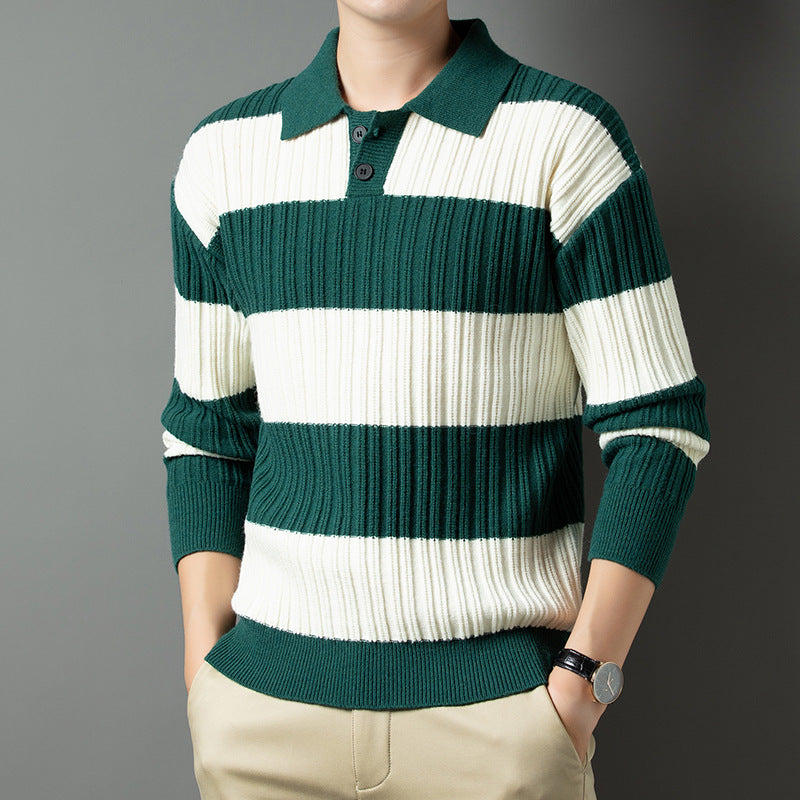 Herren Pullover Strukturiert Polokragen Modern Glamour