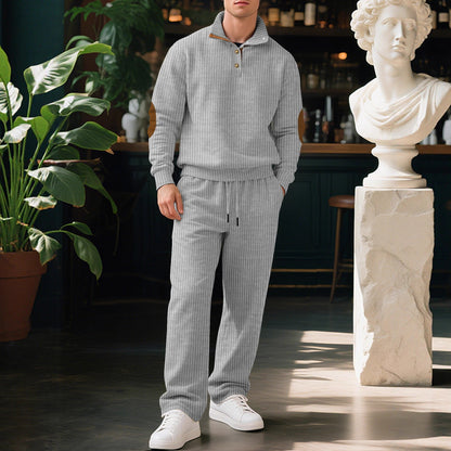 Herren Sweatshirt Sportlich Modern Knopfleiste Design