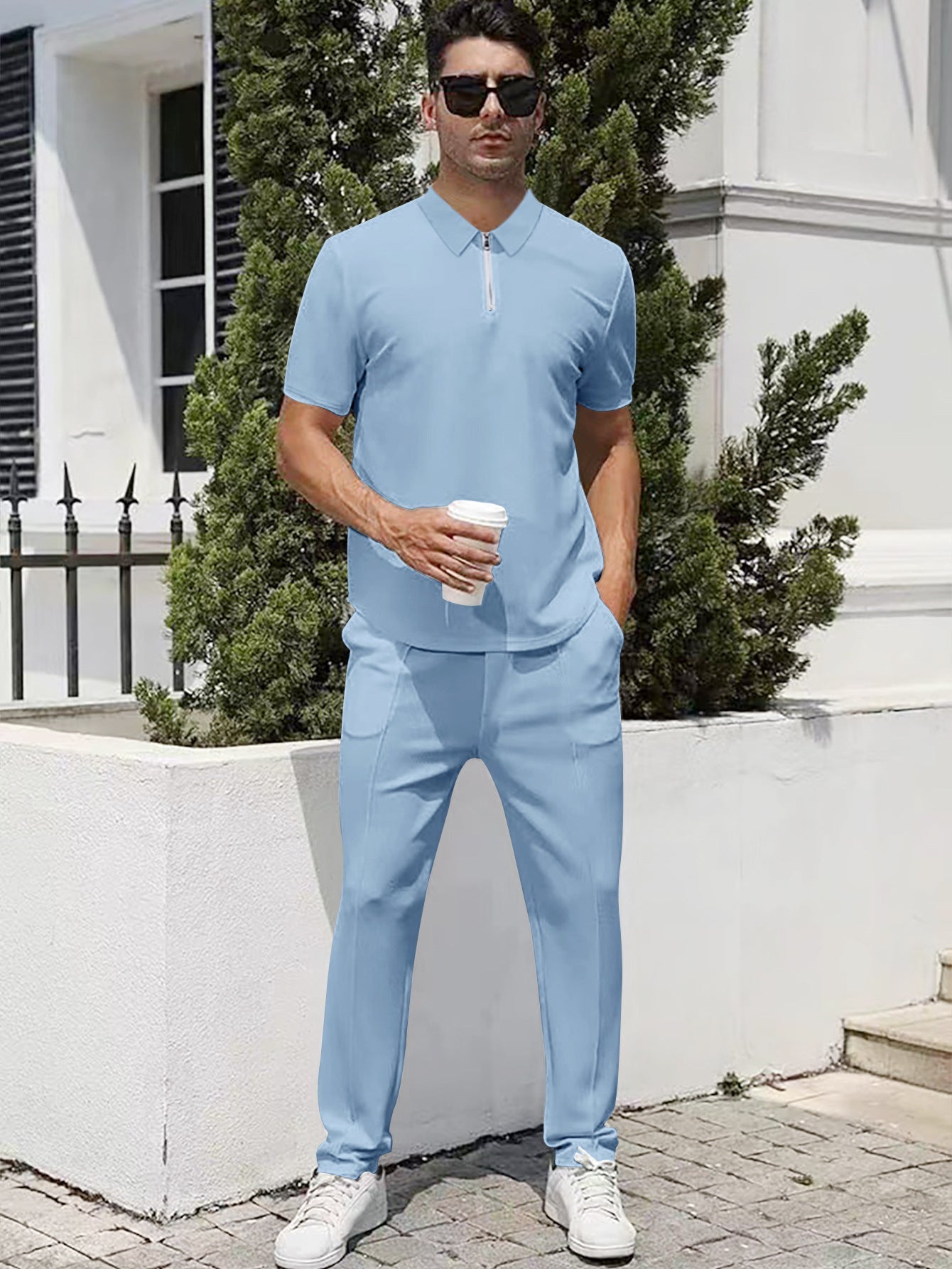 Herren Sportanzug Jogging Set Polo Style Modern