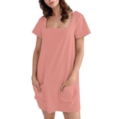 Kurzarmes BerlinGlamour Taschenkleid mit quadratischem Ausschnitt