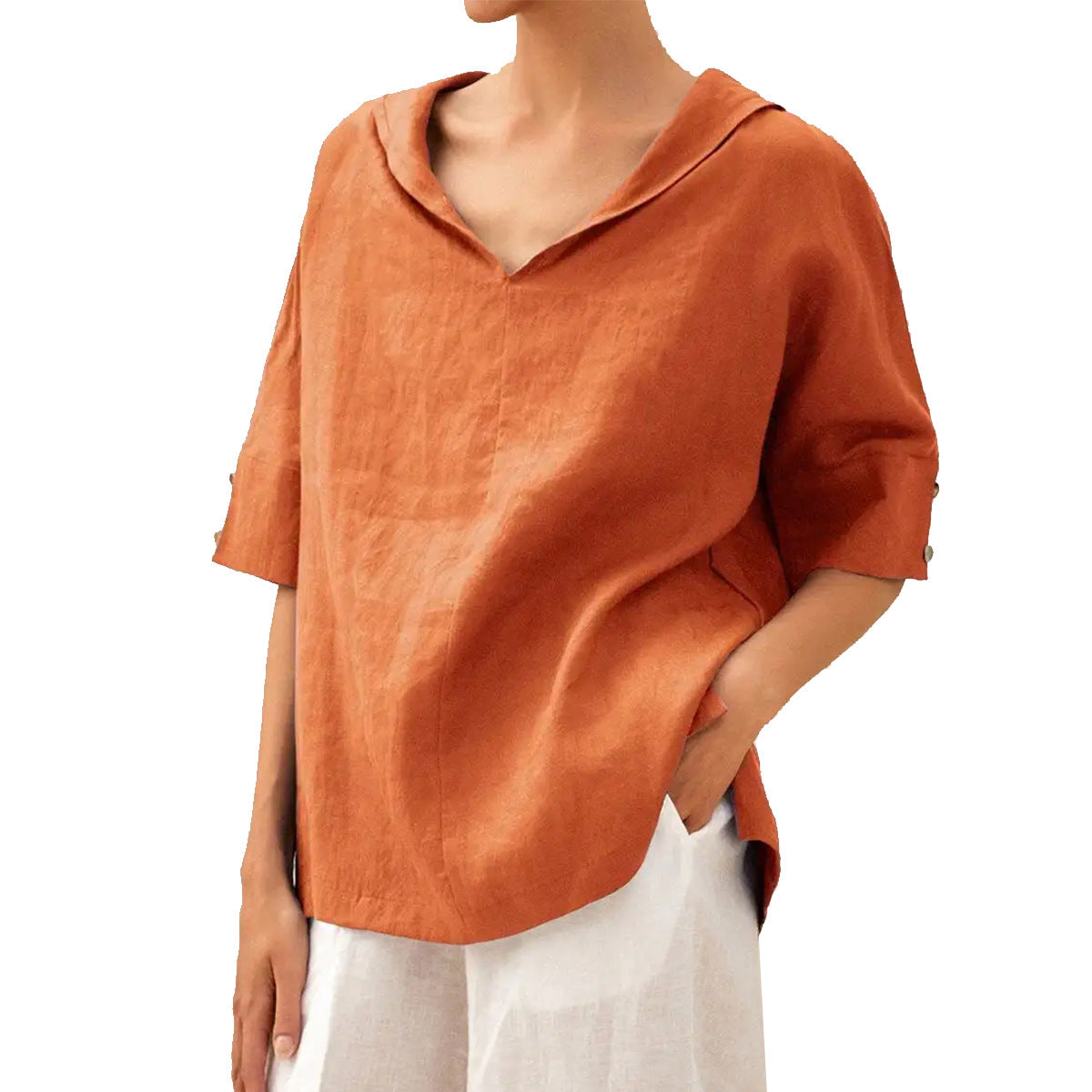 Damen Bluse Modern mit Blumenmuster und V-Ausschnitt