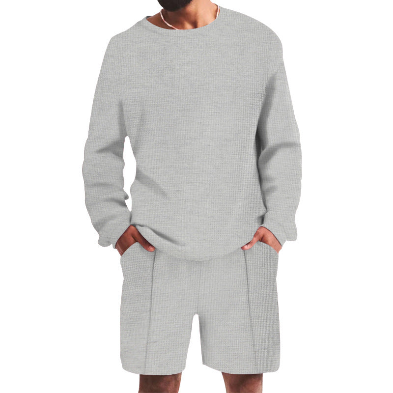 Herren Freizeit-Set Casual mit Struktur-Oberteil und Bequemen Shorts